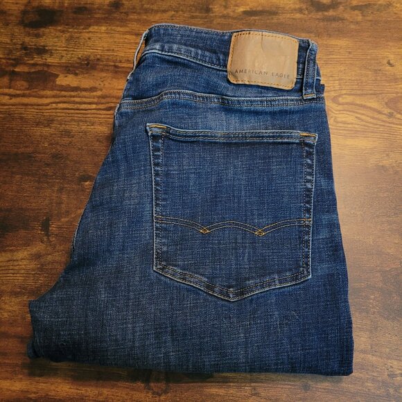 American Eagle Jeans Men 32x36 Measures 32x35 Relaxed Straight Next Level Flex - Picture 3 of 11